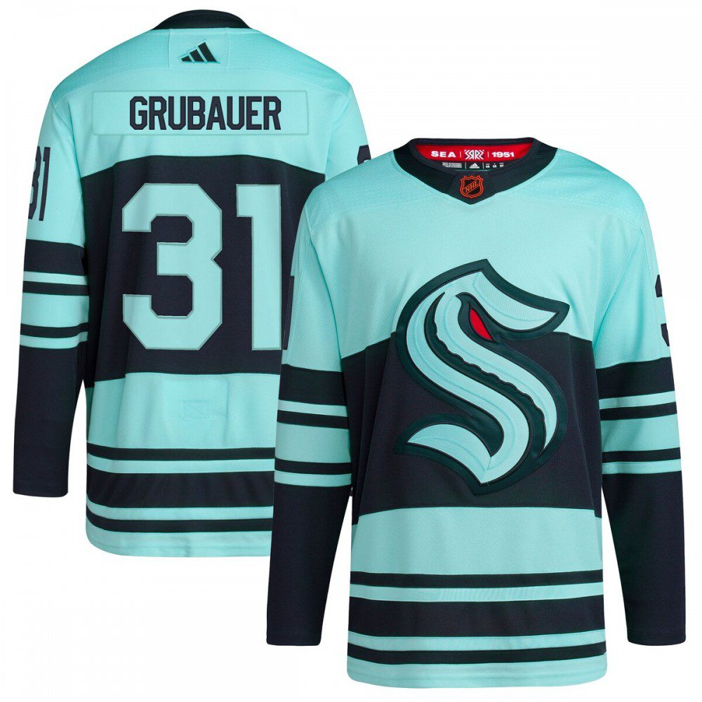 Philipp Grubauer Seattle Kraken adidas Reverse Retro 2.0 Authentic Player Jersey - Teal-Pro Kit Vault | Brand New 26/27 Sports Jerseys